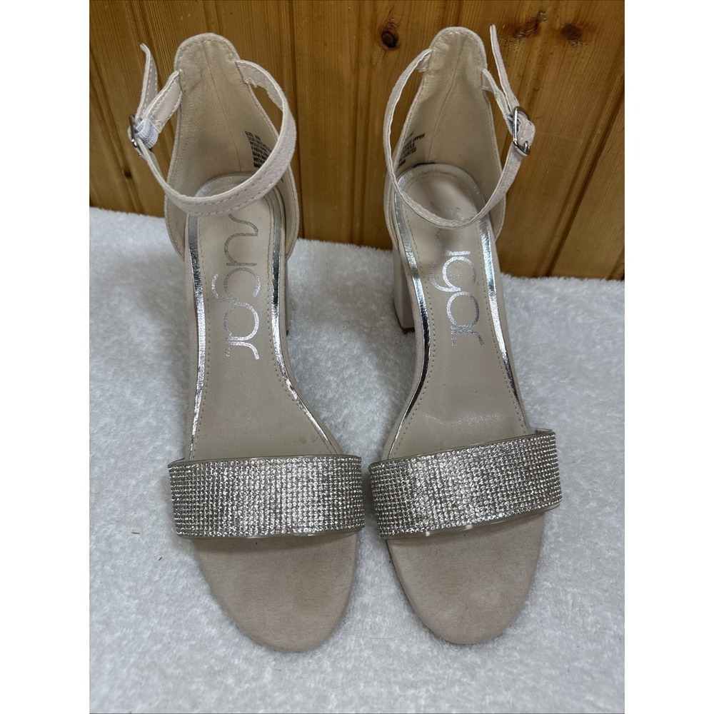 Sugar Womens Machelene  Ivory Dressy Heels Shoes 8 Medium Worn Twice.